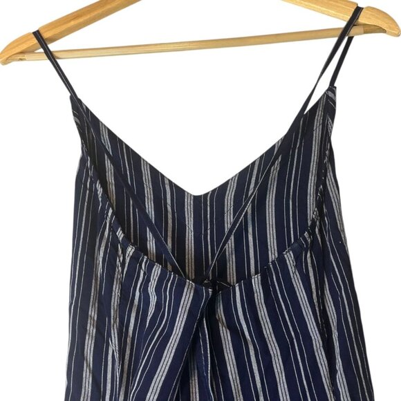 Roxy Women's M Jumpsuit Open Back Navy White Stripes Nautical Coastal Zipper - Picture 4 of 11
